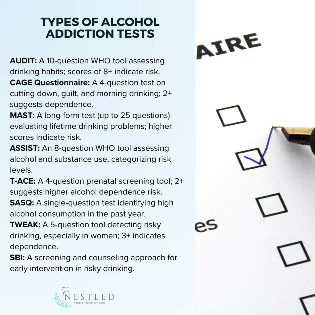 Types of Alcohol Addiction Tests